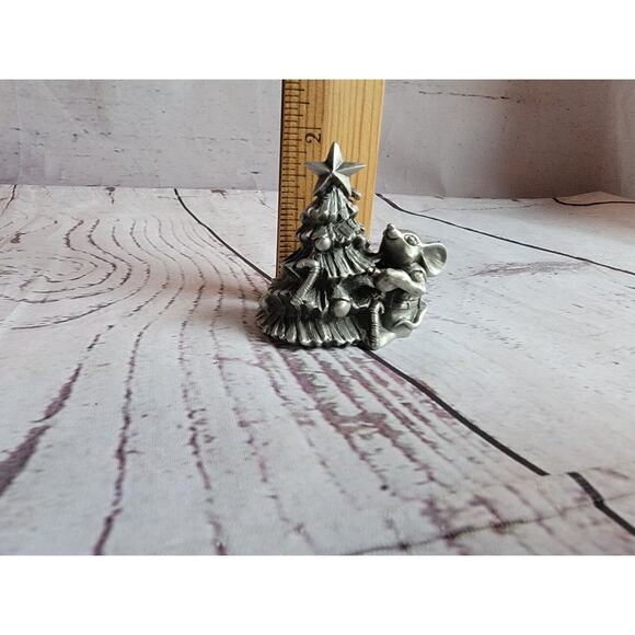 Hudson Pewter Christmas Tree Mouse Decorating Tree 1982 - Picture 8 of 10